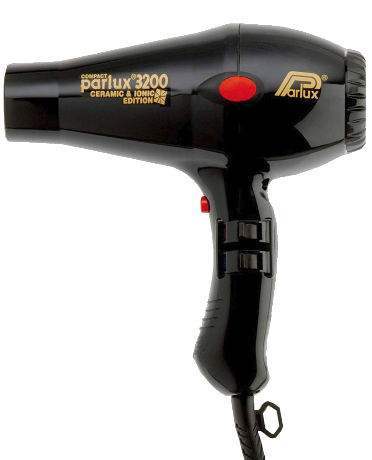 Parlux 3200 ceramic and ionic hair dryer known for compact size, fast drying, and frizz reduction