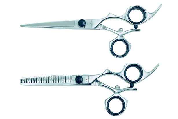 Swivel handle cutting hair shear scissors with swivel handle blender
